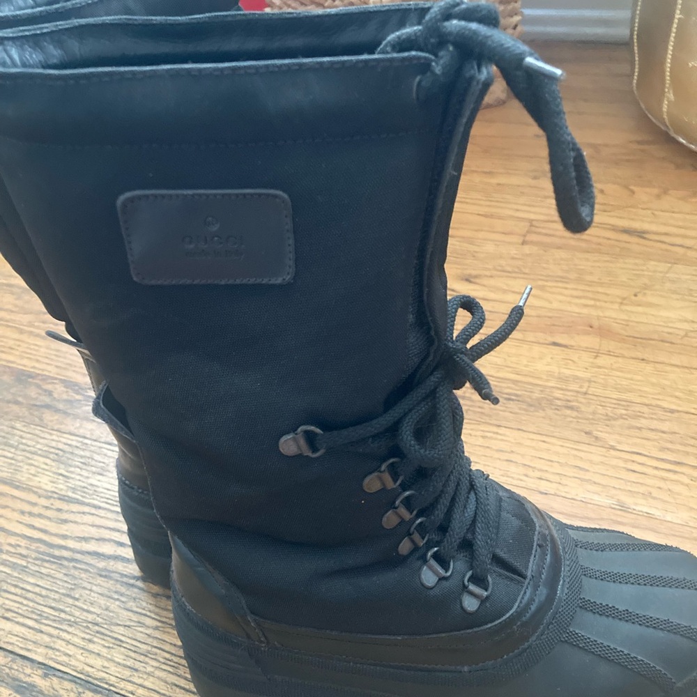 Rare Gucci Vintage Black Snow Boots Lace-up Size 37 - Picture 3 of 12